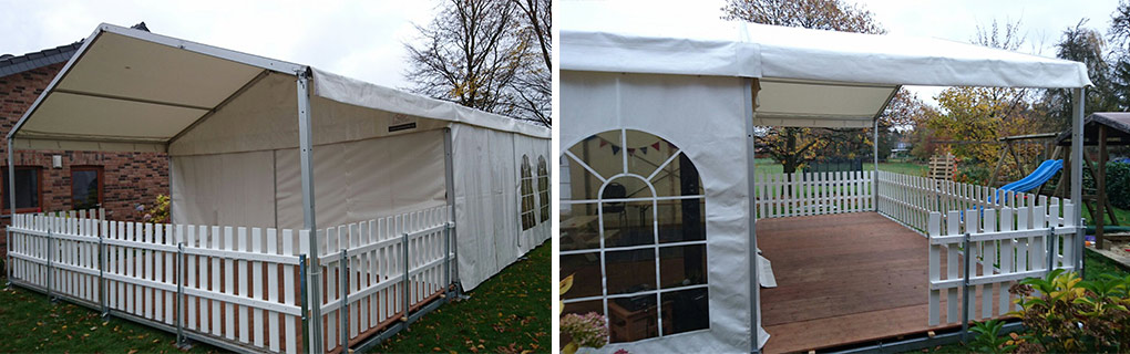 CAD Partyzelt Erkelenz Terrasse mit Zaun